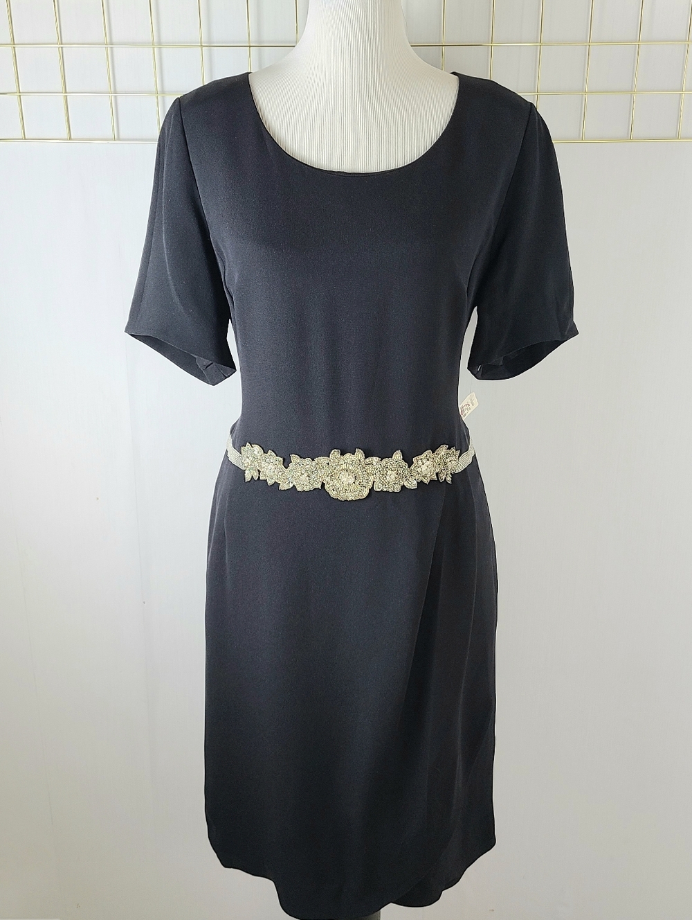 NWT Louis Feraud Silk Beaded Waist Vintage Dress